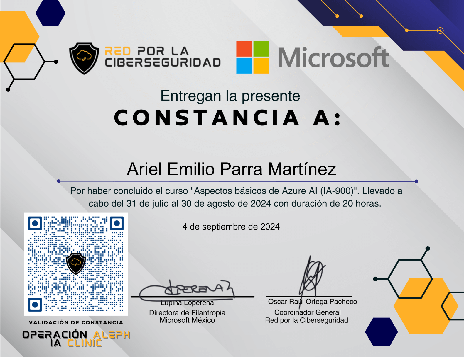 Azure AI Fundamentals (AI-900) Course Certificate image
